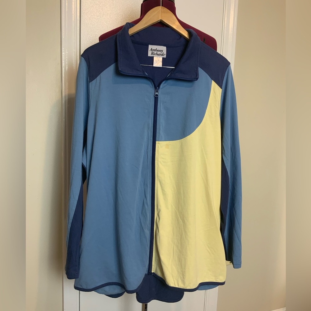 EUC VTG Antony Richards Zip-Up Cotton Blend Blue/Yellow Jacket 2X Woman